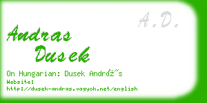 andras dusek business card